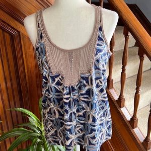 Calvin Klein Jeans Tank Blue and Taupe Sz M